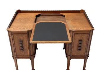 Art Deco Amsterdamse School Oak Pedestal Desk, 1920s